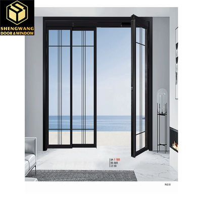 5mm 9A 5MM Czarne aluminiowe szklane drzwi biurowe Swing pół aluminiowe szklane drzwi z zawiasami