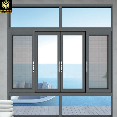 Nowoczesny dźwignia uchwyt Aluminiowe Przesunięte Okna Aluminiowe Przesunięte Okna Na Balkon